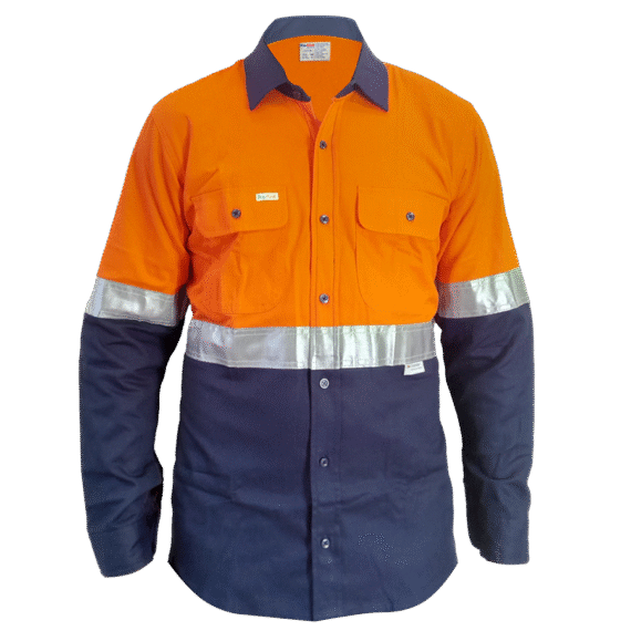 Orange Navy Long Sleeve With Reflector Cool And Comfort Shirts (Ventilated)